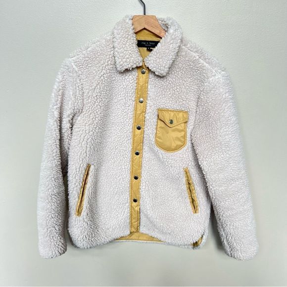 rag & bone Off-White and Tan Teddy Jacket - Picture 5 of 15